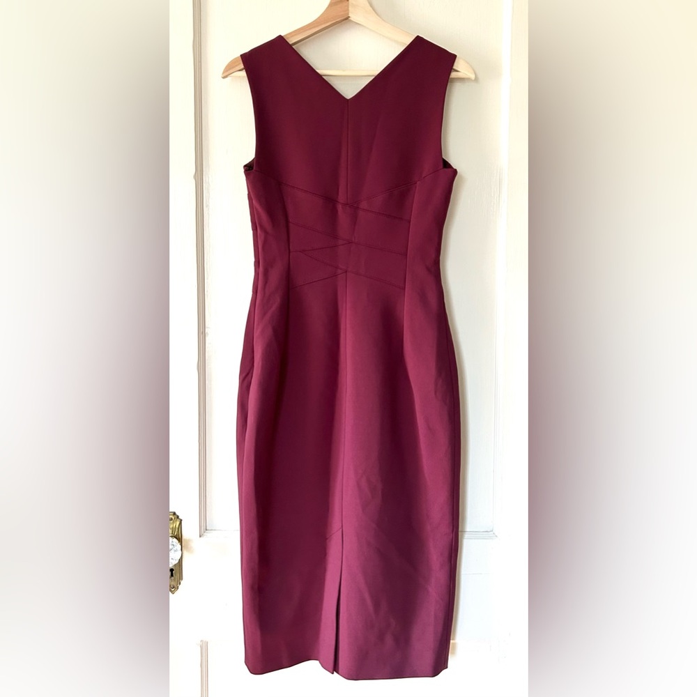 NWT Karen Millen Square Neck Pencil Dress Aubergine US 6 Career Office Cocktail - Picture 4 of 6